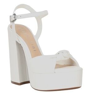 NEW Gianni Bini Hartliye Leather Knot Ankle Strap Platform Dress Sandals Sz. 10